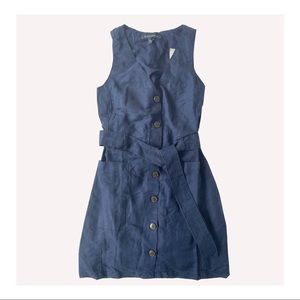 French Connection Yester Linen Button Front Sleeveless Dress - Size 0